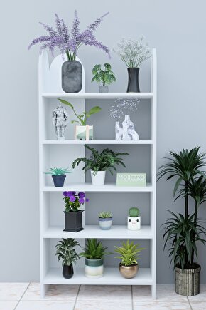 5 Raflı Balkon Saksılığı Çiçeklik Bitki Rafı Çok Amaçlı Raf Ünitesi Dekoratif Düzenleyici