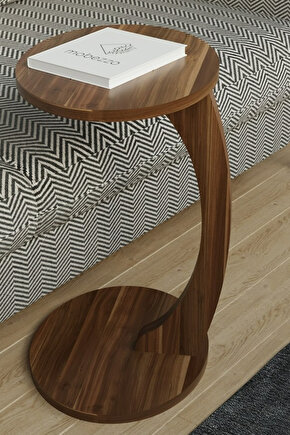 C Sehpa Koltuk Sehpası Yan Sehpa Zigon Sehpa Servis Sehpası Yuvarlak Ceviz