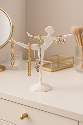 Dekoratif Balerin Tasarımlı Takı Standı, Düzenleyici, YüzükKüpeKolyeTakı Askılığı - Sert Plastik