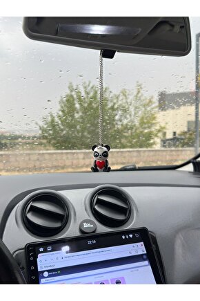Sevimli Kalpli Panda Dikiz Aynası Süsü - Araç İçi Aksesuar