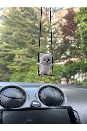 Salıncaklı Ayıcık Araba Dikiz Ayna Süsü - Otomobil Aksesuarları -araba Süsü