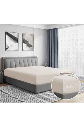 %100 Cotton (PAMUK) 100x200 30 Cm Krem Rengi Fitted (LASTİKLİ) Tek Kişilik Çarşaf Bed Sheett