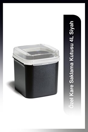 Özel Kare Gıda Saklama Kabı 4 Lt Siyah