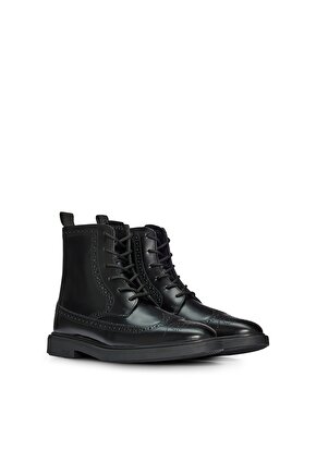 Brogue Detaylı Fırçalanmış Deriden Yarım Bot