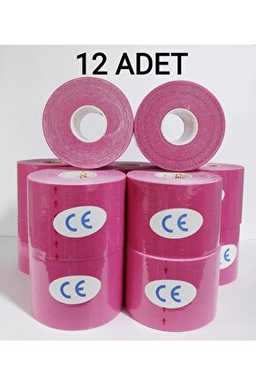Pembe Rengi Sporcu Ağrı Bandı  Bia Tape Kinesio 5cmx5 m 12 li