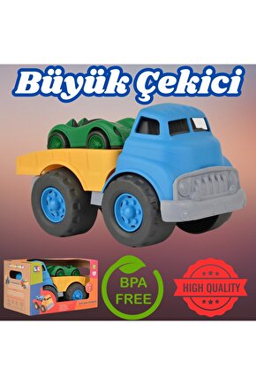 Lüx Mavi Büyük Çekici Kamyon - Plastik Çekici - Kırılmaz Oyuncak - Kırılmaz Çekici - Çekici Oyuncakl