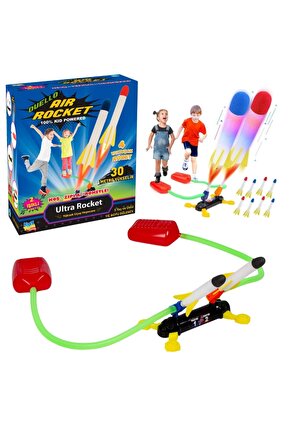 Air Rocket İkili Seti - Roket Oyuncak - 4 Roket Ve Havalı Roketatar - İkili Açık Hava Oyuncağı - Air