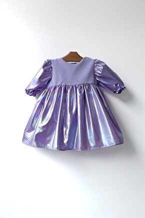 Kız Bebek Kız Çocuk Doğum Günü Parti Düğün Elbise Yarım Kol Astarlı Parlak Elbise