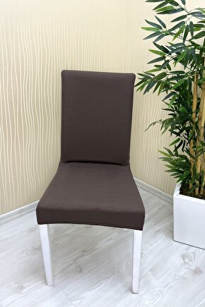 mikro kumaş sandalye örtüsü KAHVERENGİ (6 adet)