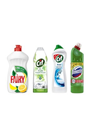 Limon 1350 ml - Cif Amonyak 750 ml - Cif Tüm Yüzeyler 750 ml - Domestos 810 gr 4 lü Paket