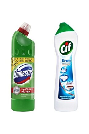 Cif Krem Amonyaklı 750 ml + Domestos Ulttra Yoğun Çamaşur Suyu Dağ Esintisi 810 gr