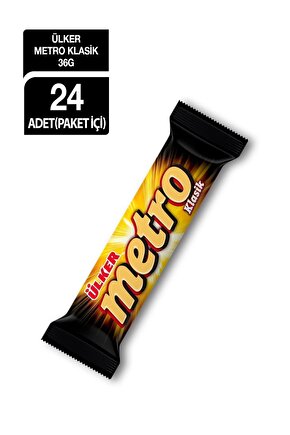 METRO Sütlü Çikolata Kaplamalı Karamel ve Nugalı Bar - 36 gram - 24 Adet