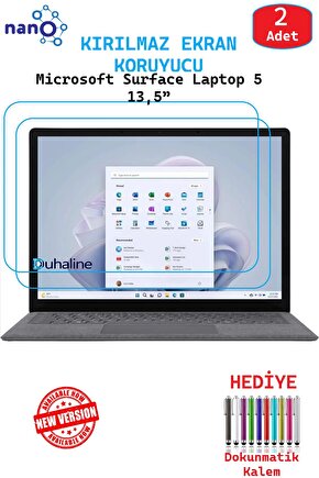 2 ADET Microsoft Surface Laptop 5 13,5 İçin Tam Uyumlu Ekran Koruyucu Cam Nano HD Esnek Kırılmaz