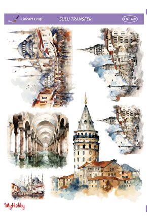 Şehir Manzaraları Desenli Sulu Transfer LNT-260 25x35