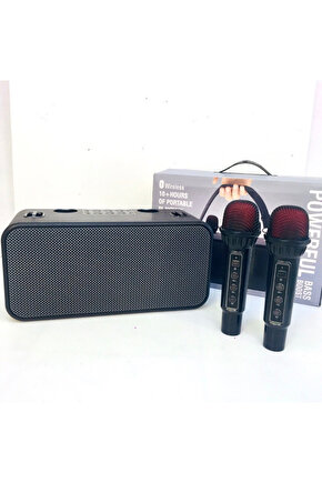 186PRO ÇİFT MİKROFONLU BLUETOOTH SPEAKER KABLOSUZ ŞARJLI KARAOKE HOPARLÖR
