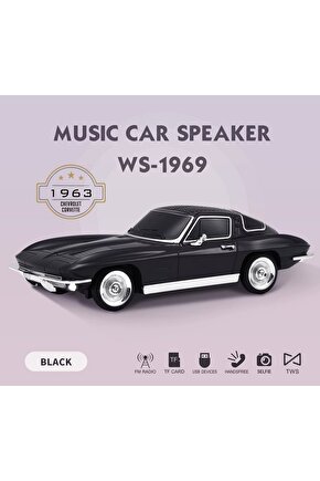 CHEVROLET NOSTALJİK ARABA BLUETOOTH SPEAKER ŞARJLI LED IŞIKLI KABLOSUZ HOPARLÖR FM SD KART USB