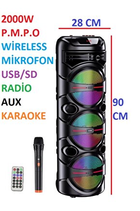 3X8 İNÇ BÜYÜK BOY TEKERLEKLİ BLUETOOTH SPEAKER ŞARJLI KABLOSUZ MİKROFONLU HOPARLÖR