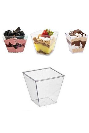 Plastik Kübik Prizma Kase 10 Adet 200 cc