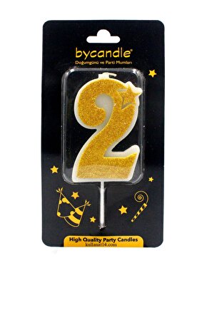 Simli Sarı Rakam Mum-2