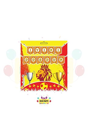 Taraftar Temalı Sarı ve Kırmızı Renkte İyi Ki Doğdun Yazılı Banner - Doğum Günü Parti Seti Malzemesi