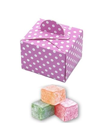 Pembe Beyaz Puantiyeli Lokum Kutusu 50 Li Parti Doğum Günü Yeni Doğan Odası Dağıtmalık Şeker Kutu
