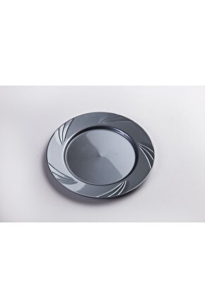 Kristal Plastik Mika Tabak 26cm Silver 12 Adet