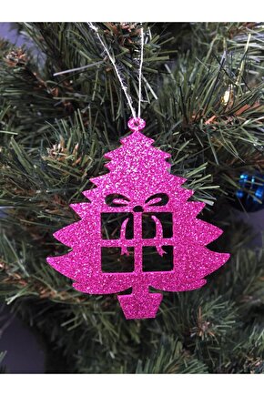 Pembe Eva Yılbaşı Ağacı Süsü 7,5x7,5 Cm 28li