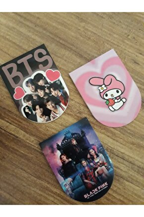 BTS-BLACKPINK-MY MELODY 5X6 cm 3lü Mıknatıslı Kitap Ayracı