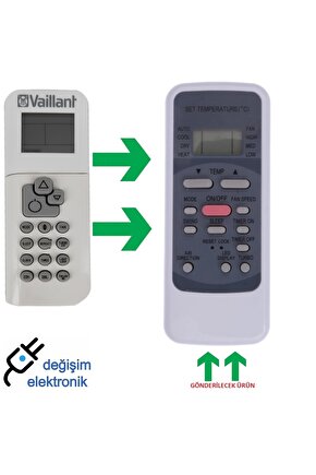 Vaillant Rg19Be Mono Split Uyumlu Klima Kumandası Sağdaki Kumanda