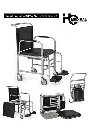 Seyyar Katlanabilir Hasta Yaşlı Tuvalet Sandalyesi Klozetli Wc Li Oturak