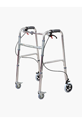 Frenli 4 Tekerli Hasta Alüminyum Tekerlekli Walker Yürüteci Hasta Yürüteçi