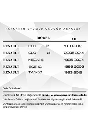 Renault Clio, Scenic, Megane, Twingo Için Bagaj Kilit Dişlisi