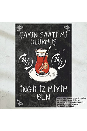 çay saati komik esprili çay sözleri duvar yazıları retro ahşap poster tablo