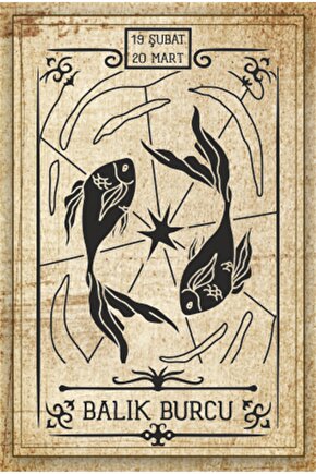 Balık Burcu Astroloji Burç Retro Ahşap Poster