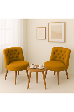 İkili Berjer Koltuk Hardal Sarısı - Çay Seti Koltuk Takımı