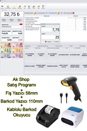 Barkod Satış Sistemi & Market Programı & Fiş Yazıcı & Barkod Yazıcı & Kablolu Barkod Okuyucu