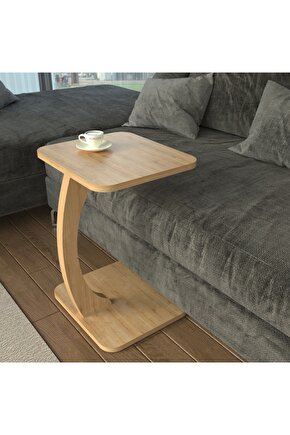 Tekerlekli Kare C Sehpa Koltuk Yanı Laptop Masası Modern Zigon Yan Sehpa Salon Ofis Sehpası