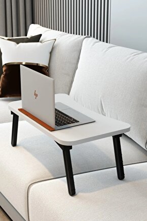 Laptop Sehpası Seyyar Kahvaltı Masası Katlanır Çalışma Sehpası Beyaz