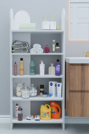 5 Raflı Modern Banyo Düzenleyici Raf Ünitesi Çok Amaçlı Depolama Rafı Havluluk Şampuanlık Dolap