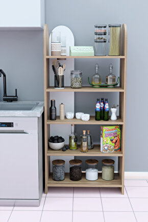 5 Raflı Modern Mutfak Rafı Gıda Saklama Düzenleyici Çok Amaçlı Raf Ünitesi Kiler Dolabı Organizer