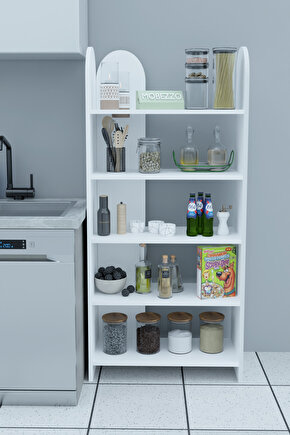 5 Raflı Modern Mutfak Rafı Gıda Saklama Düzenleyici Çok Amaçlı Raf Ünitesi Kiler Dolabı Organizer