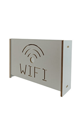 Dekoratif Beyaz Duvara Asılabilir Modem-Wifi Saklama Kutusu 37 x 25 x 10 CM