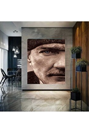 Sayılarla Boyama Kasnaklı Tablo Seti Fırça Boya Dahil 40x50 Atatürk1