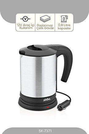 1 - 2 L SK-7371 Araç İçi Su Isıtıcı İthalatçı Garantili Çakmak Tipi 50 Hz  60 Hz Beyaz Çelik 2000
