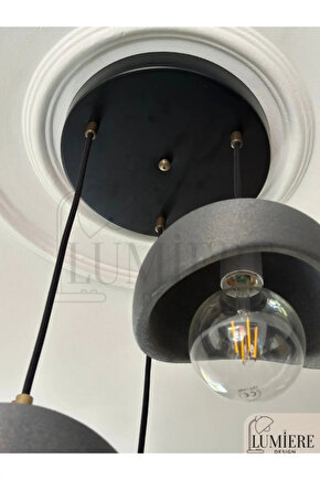 Beton Görünümlü İskandinav &Bohem Tarz 3’lü Sarkıt Avize -Profesyonel Tasarım,Gün Işığı Ampul İçerir