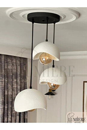 Beton Görünümlü İskandinav &Bohem Tarz 3’lü Sarkıt Avize -Profesyonel Tasarım,Gün Işığı Ampul İçerir