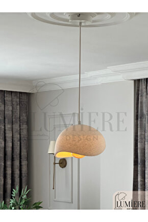 Beton Görünümlü İskandinav &Bohem Tarz Tekli Sarkıt Avize–Profesyonel Tasarım,Gün Işığı Ampul İçerir