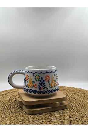 2 Adet Kabartma Desenli El Yapımı Seramik Kupa