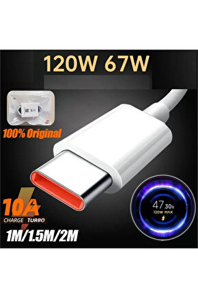 Orijinal Hızlı Şarj Kablosu 10A 67 -120 Watt Tüm Cihazlar İle Uyumlu