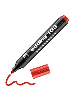 103 Kalıcı Işaretleyici Marker Kırmızı Kalem Metal Plastik Cam
